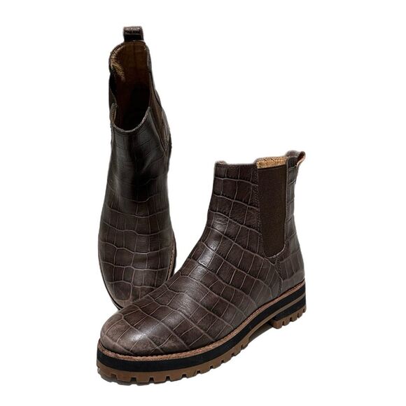 Madewell The Ivy Chelsea Boot in Croc Embossed Leather Size 8 - Picture 3 of 10